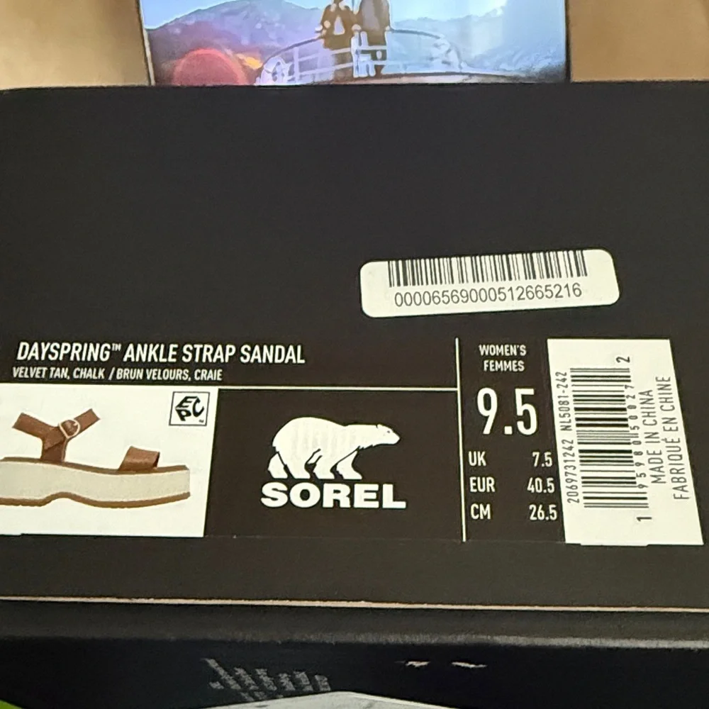 SOREL DAYSPRING PLATFORM SANDALS TAN 9.5
